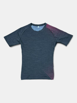 acuna First Dots T-Shirt Damen | Merino-Kurzarmshirt | anthrazit/pink